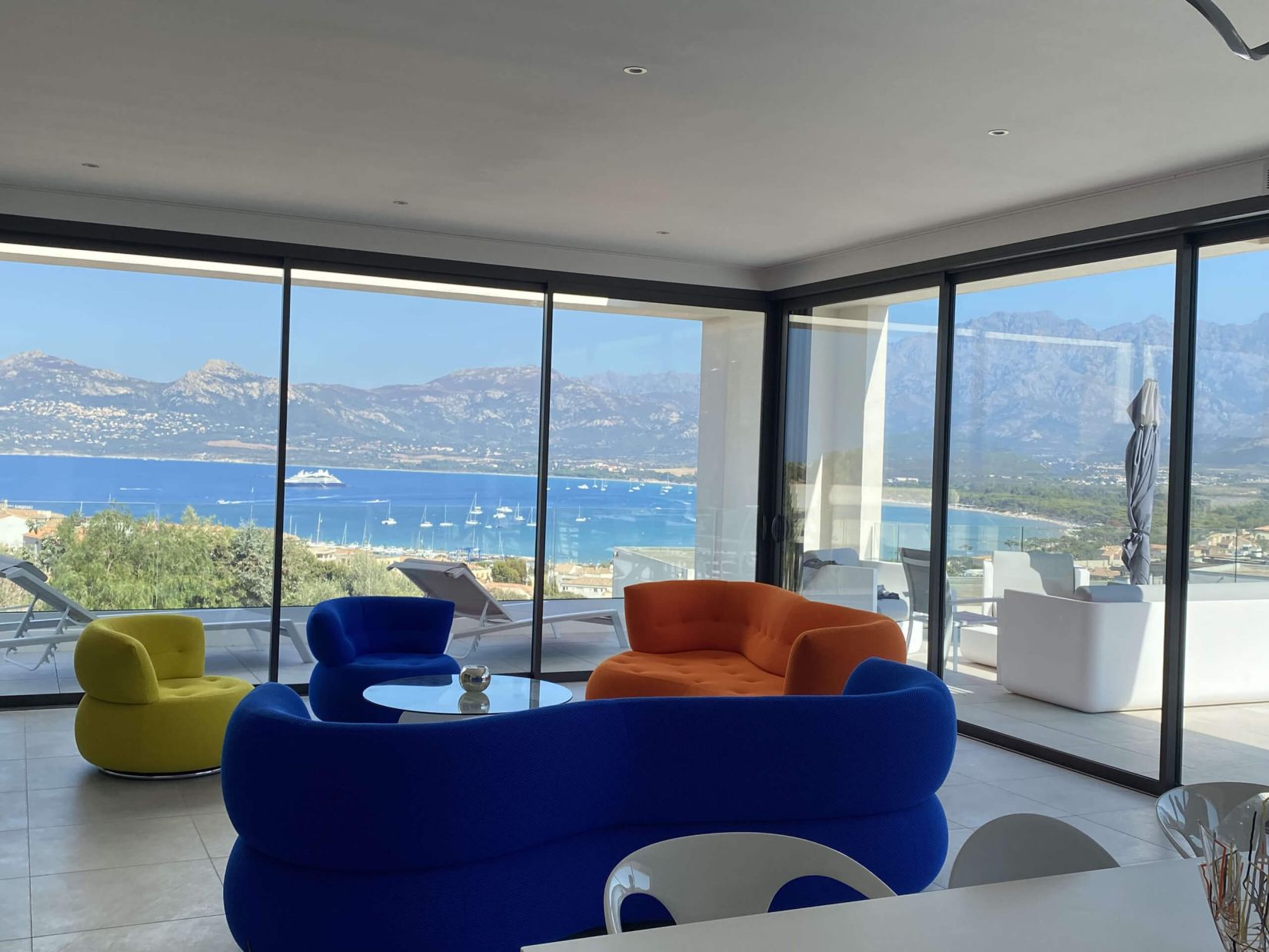 Villa Mare Monti - The Living Room with a View of Calvi Bay