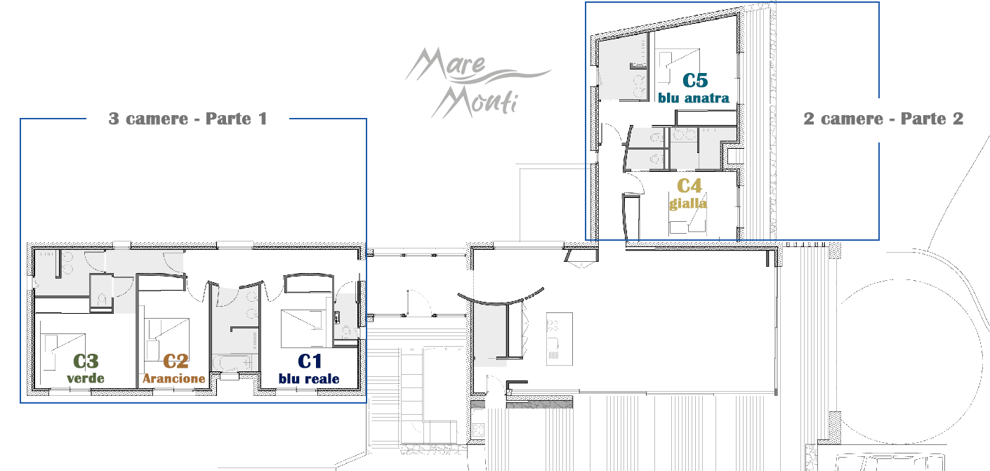 Mare Monti - Piano di modularità delle camere